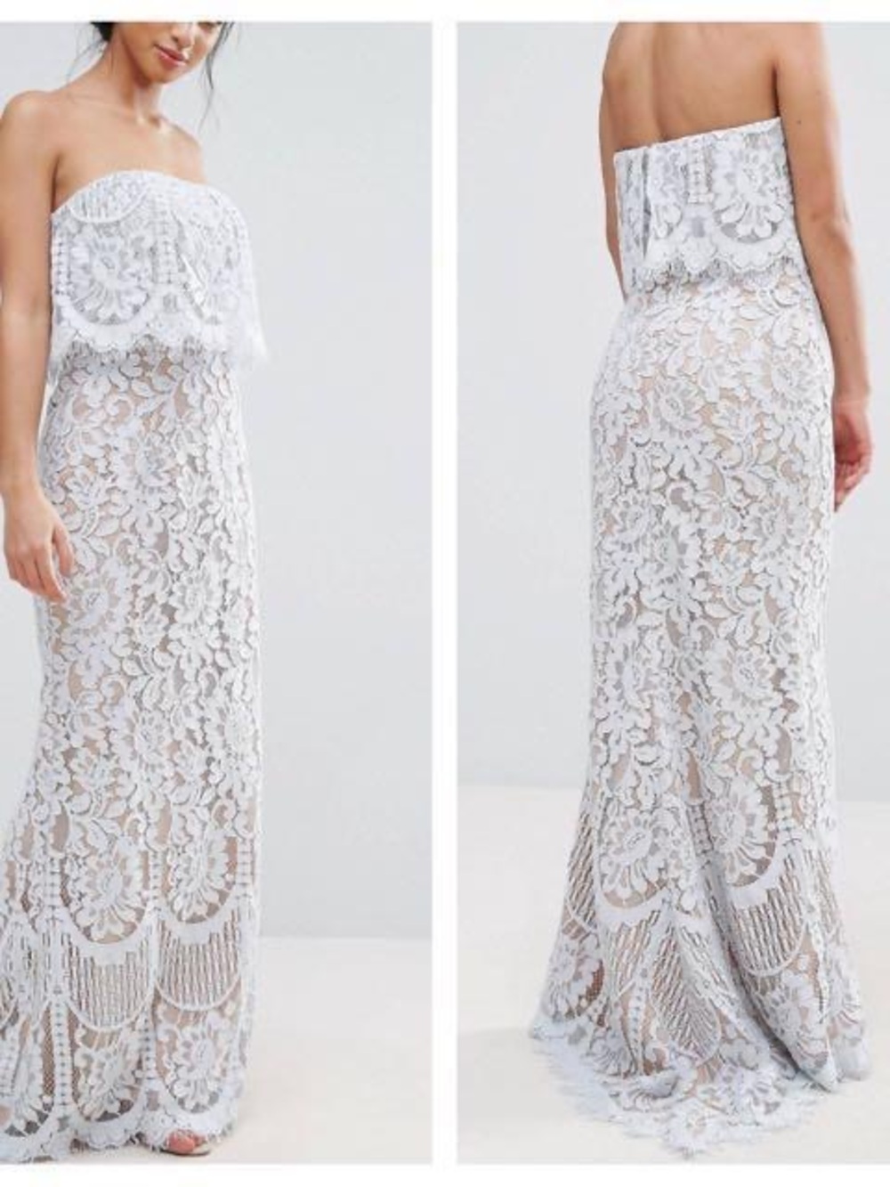 Strapless Lace Column Gown